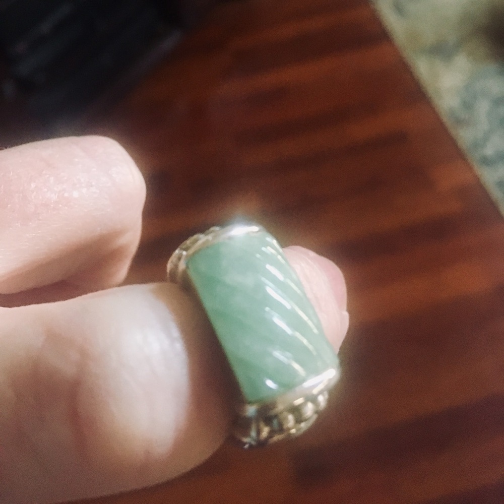 Judith Ripka Jadeite & 925 Silver Ring